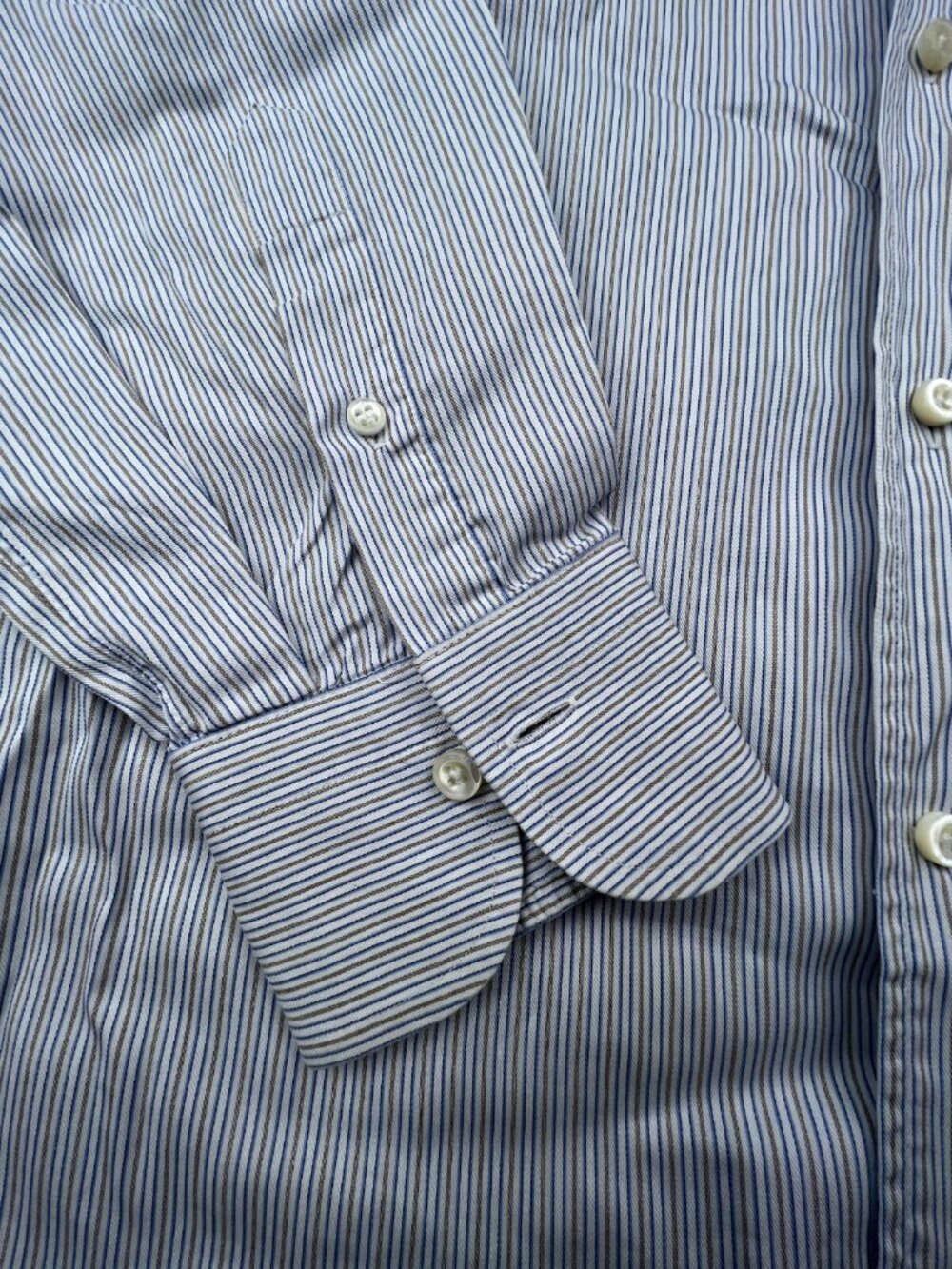 Ermenegildo Zegna Su Misura Button Up Shirt Striped Blue Gold Portofino Comfort - Picture 10 of 11